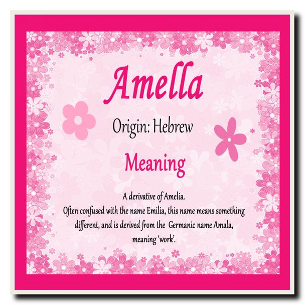 Amella Personalised Name Meaning Coaster