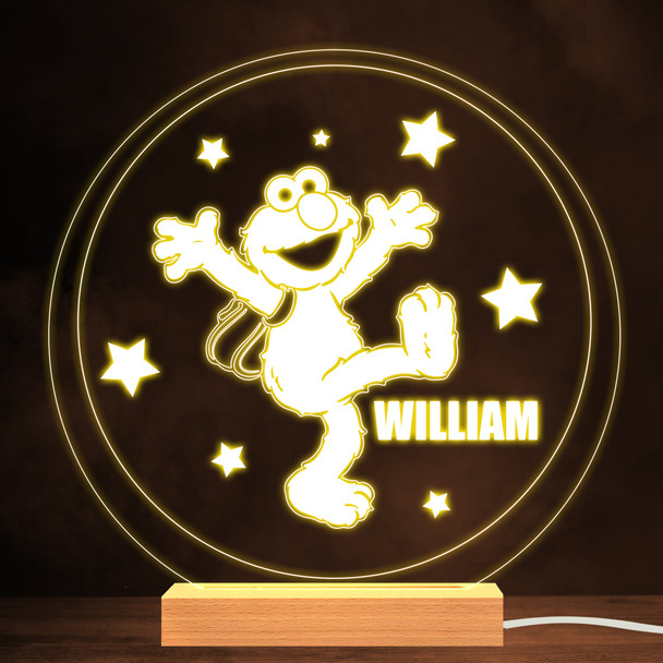 Sesame Street Elmo Stars Kid's Cartoon TV Personalised White Night Light