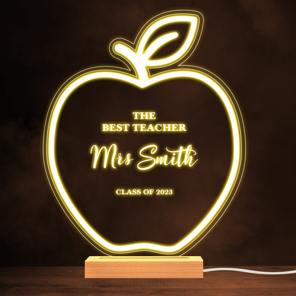 The Best Teacher Apple Thank You Class Of Personalised Warm White Night Light