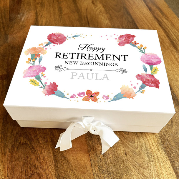 Flower Wreath Bright Retirement New Beginnings Personalised Hamper Gift Box
