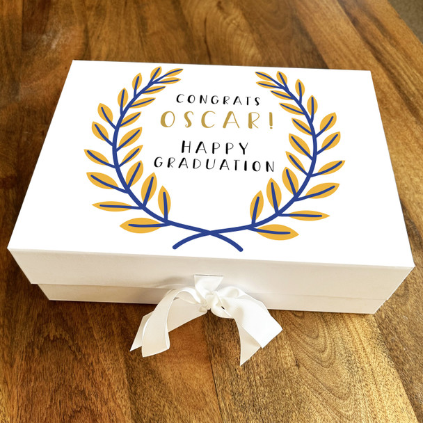 Gold Leaves Congrats Graduate Happy Graduation Personalised Hamper Gift Box