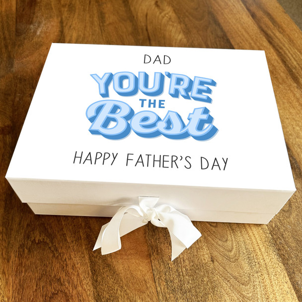 Happy Father's Day Blue You're The Best Dad Minimal Personalised Hamper Gift Box