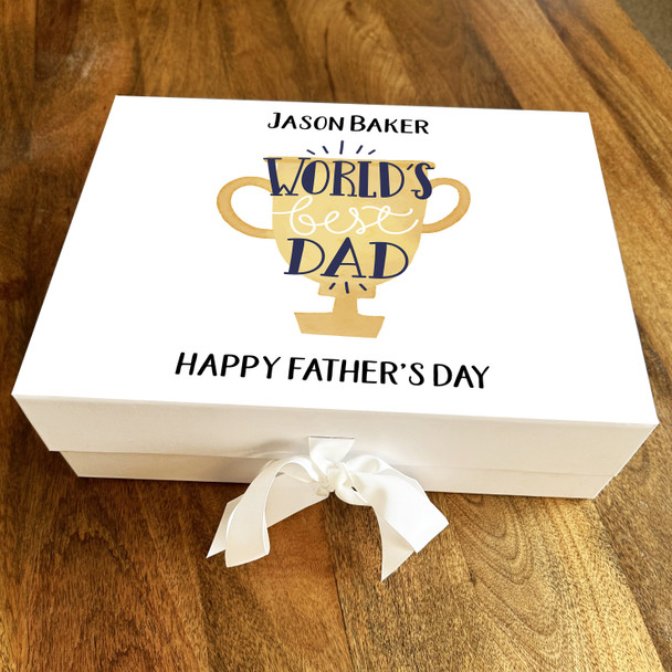 Happy Father's Day Gold World's Best Dad Cup Award Personalised Hamper Gift Box