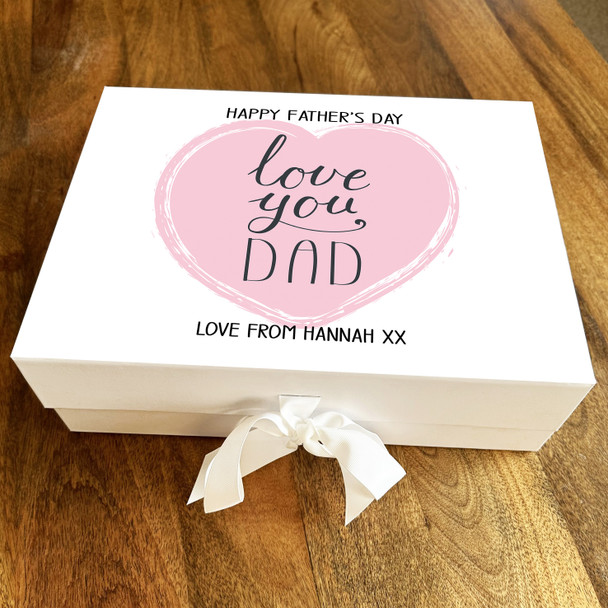 Happy Father's Day Pink Heart Love You Dad Personalised Hamper Gift Box