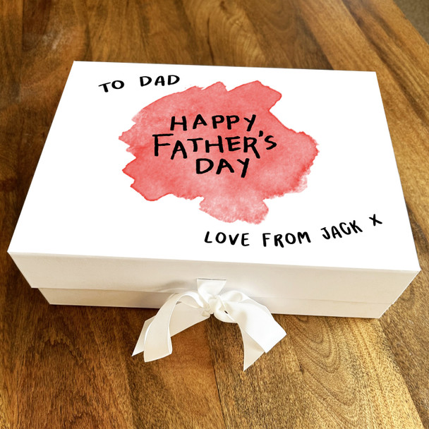 Happy Father's Day Red Watercolour Splash To Dad Personalised Hamper Gift Box