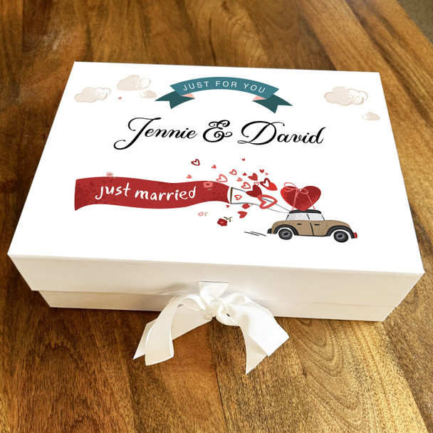 Just Married Car Personalised Wedding Day Keepsake Gift Memory Box
