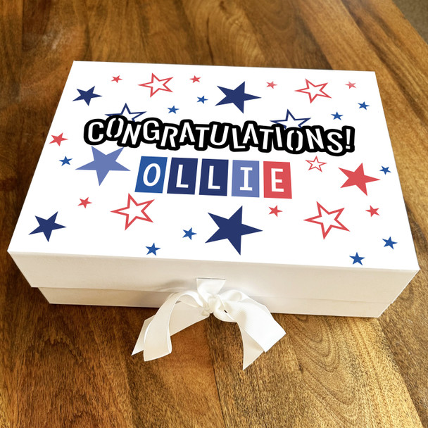 Red & Blue Stars Congratulations Personalised Hamper Gift Box