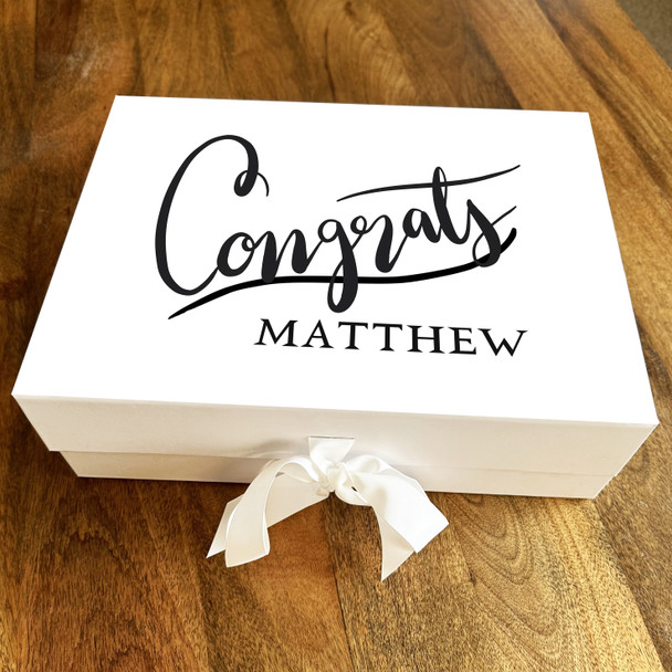 Swirl Fancy Lettering Minimalist Congratulations Personalised Hamper Gift Box