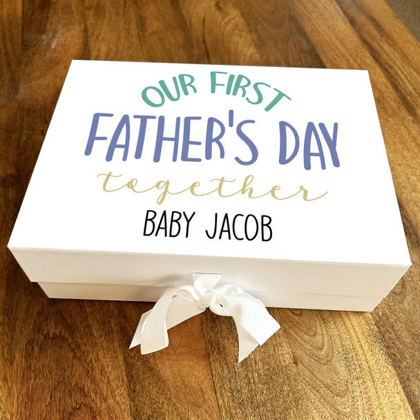 Blue & Green First Father's Day Together From Baby Personalised Hamper Gift Box