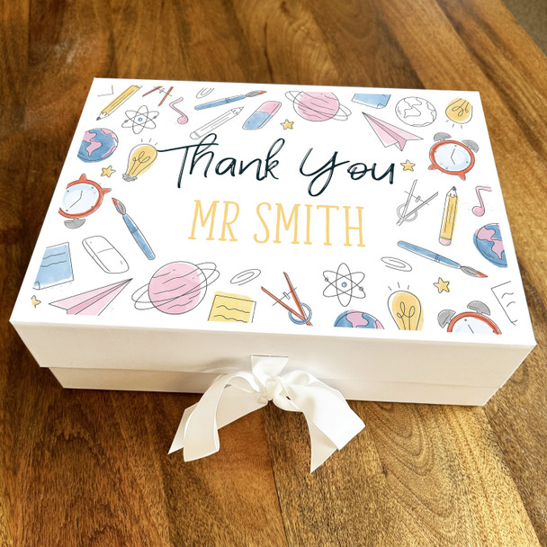 Watercolour Thank You Teacher Pastel Icons Frame Personalised Hamper Gift Box