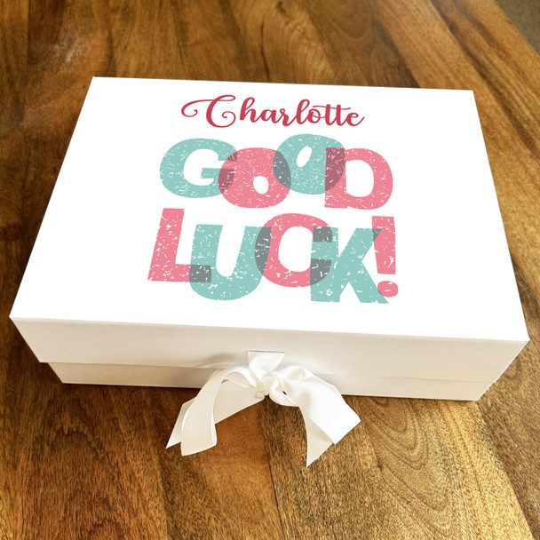 Blue and Pink Pastel Good Luck Personalised Hamper Gift Box