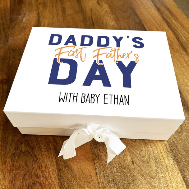 Blue Daddy's First Father's Day Dad With Baby Personalised Hamper Gift Box