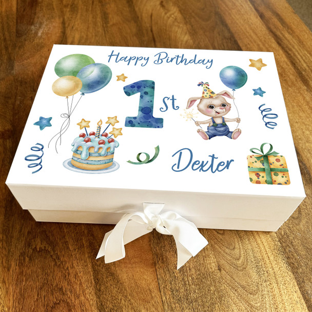 1st Birthday Watercolour Bunny Party Personalised Hamper Gift Box