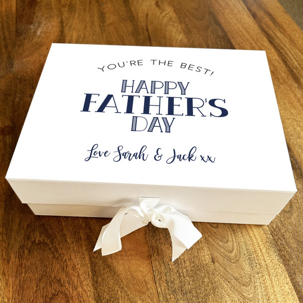 Blue Father's Day Simple Vintage Letters You're The Best Personalised Gift Box