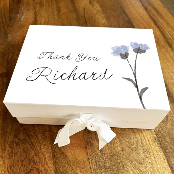 Blue Watercolour Flowers Thank You Personalised Hamper Gift Box