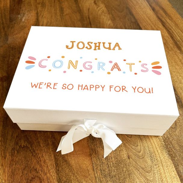 Bright Pastel Congratulations So Happy For You Personalised Hamper Gift Box