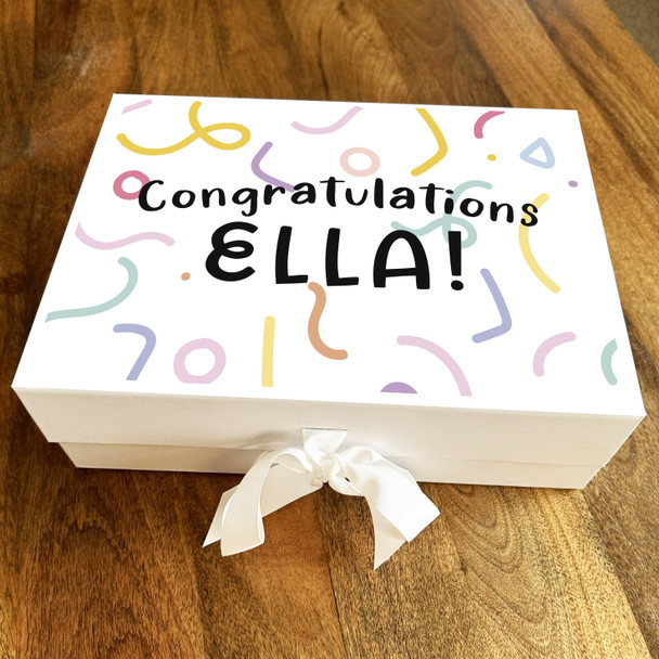 Colourful Pastel Confetti Congratulations Personalised Hamper Gift Box