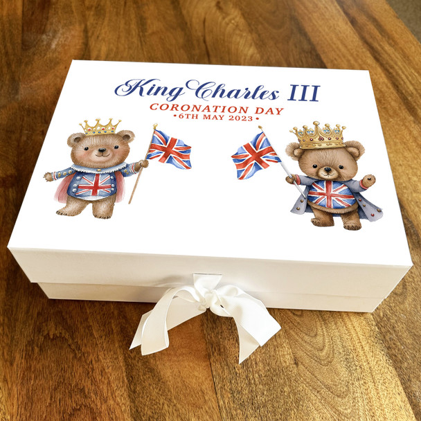 Cute Crown Royal Teddy Bears King Charles Coronation Personalised Gift Box