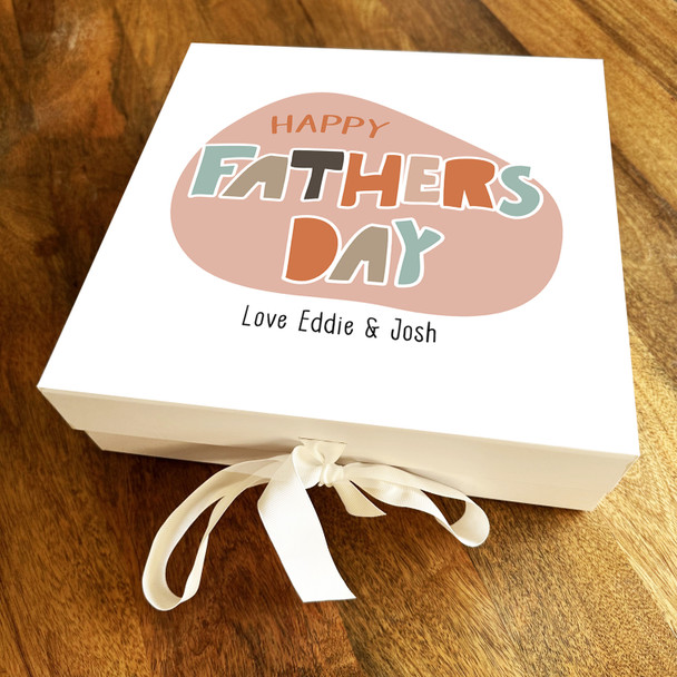 Square Happy Father's Day Chunky Retro Letters Dad Personalised Hamper Gift Box