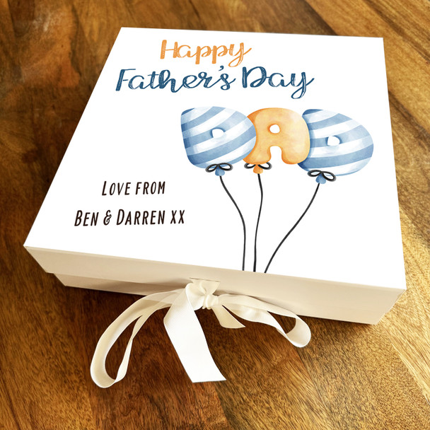 Square Father's Day Dad Balloons Orange Blue Pastel Personalised Gift Box