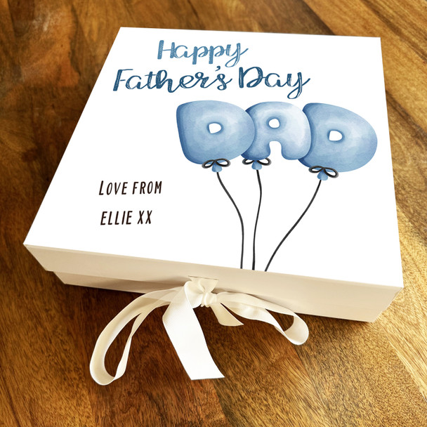 Square Pastel Blue Dad Balloons Happy Father's Day Personalised Hamper Gift Box