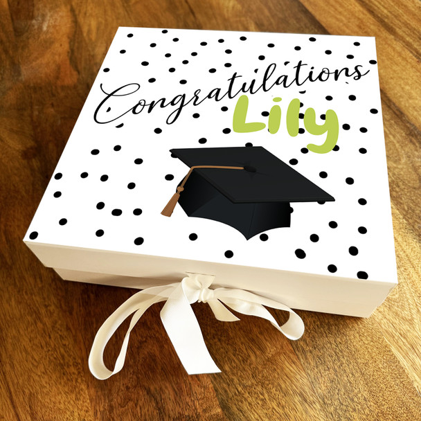Square Polka Dot Graduate Congratulations Graduation Personalised Gift Box