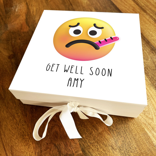 Square Poorly Emoji Get Well Soon Personalised Hamper Gift Box