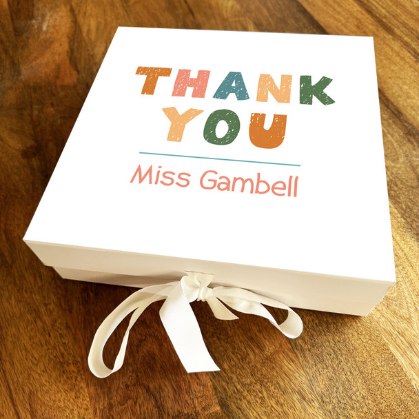 Square Sketch Letters Thank You Teacher School Leavers Personalised Gift Box