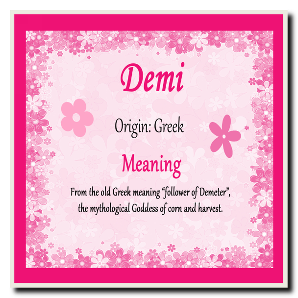 Demi Personalised Name Meaning Coaster