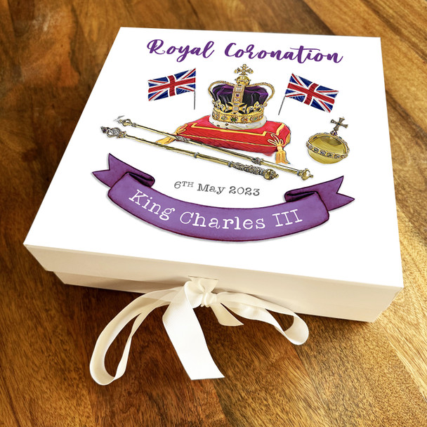 Square The Royal Painted Crown Jewels King Charles Coronation Gift Box
