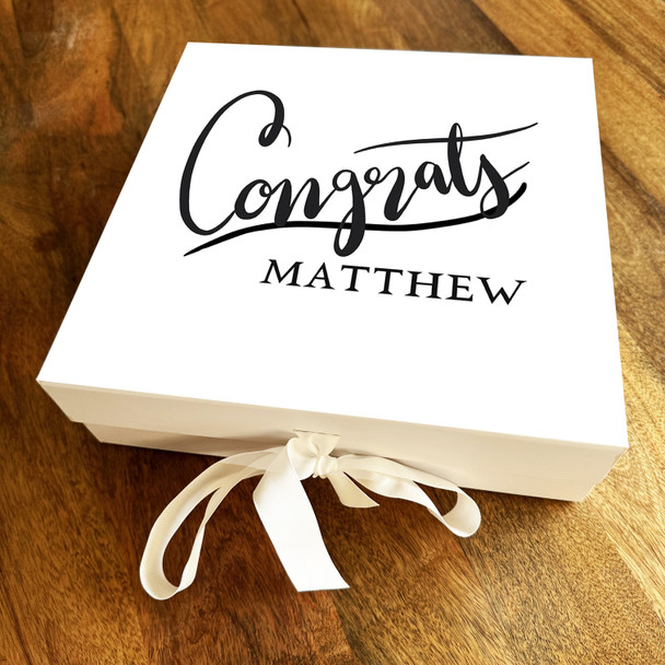 Square Swirl Fancy Lettering Minimalist Congratulations Personalised Gift Box