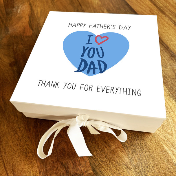 Square Blue Heart I Love You Thank You Dad Father's Day Personalised Gift Box