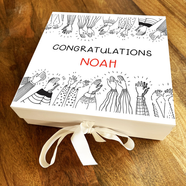 Square Clapping Hands Doodles Congratulations Personalised Hamper Gift Box