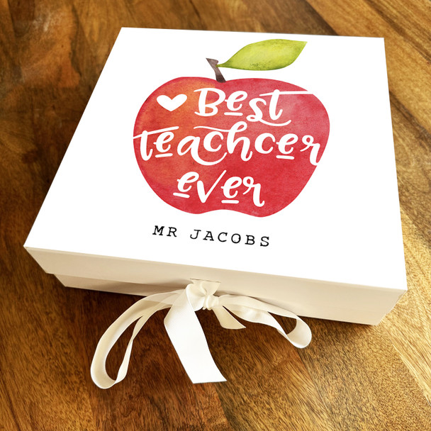 Square Apple Best Teacher Ever School Leavers Personalised Hamper Gift Box