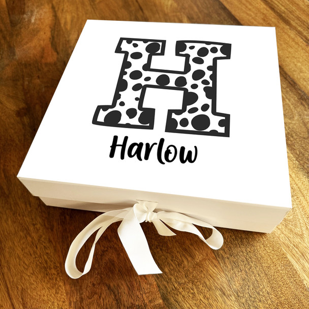 Square Dalmatian Spots Initial Letter H Personalised Hamper Gift Box