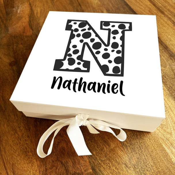 Square Dalmatian Spots Initial Letter N Personalised Hamper Gift Box