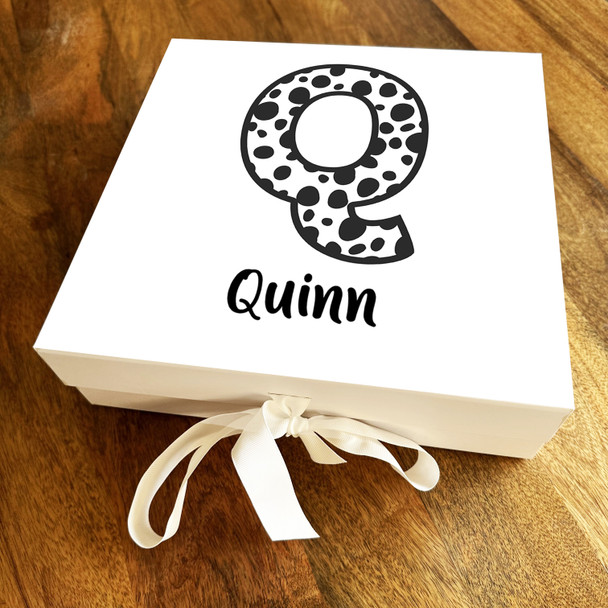 Square Dalmatian Spots Initial Letter Q Personalised Hamper Gift Box