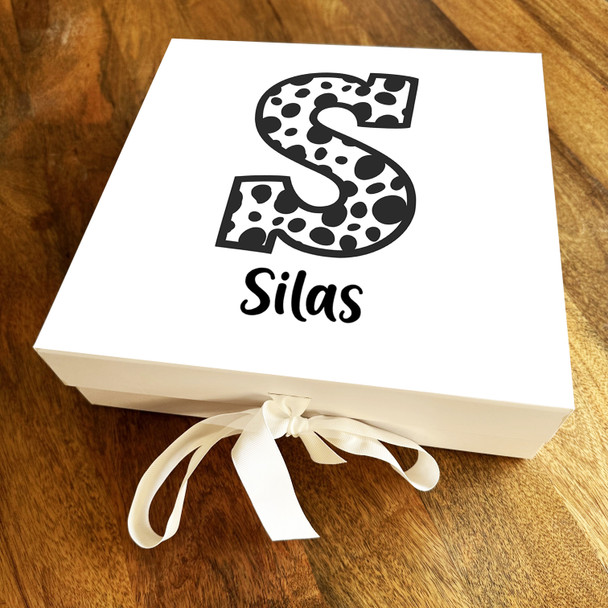 Square Dalmatian Spots Initial Letter S Personalised Hamper Gift Box