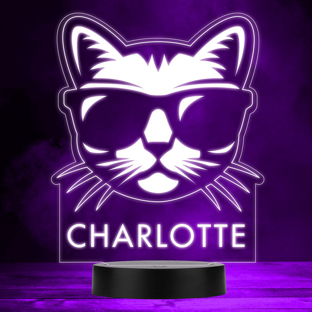Cool Cat Sunglasses Kids Tv Show Personalised Gift Colour Changing Night Light