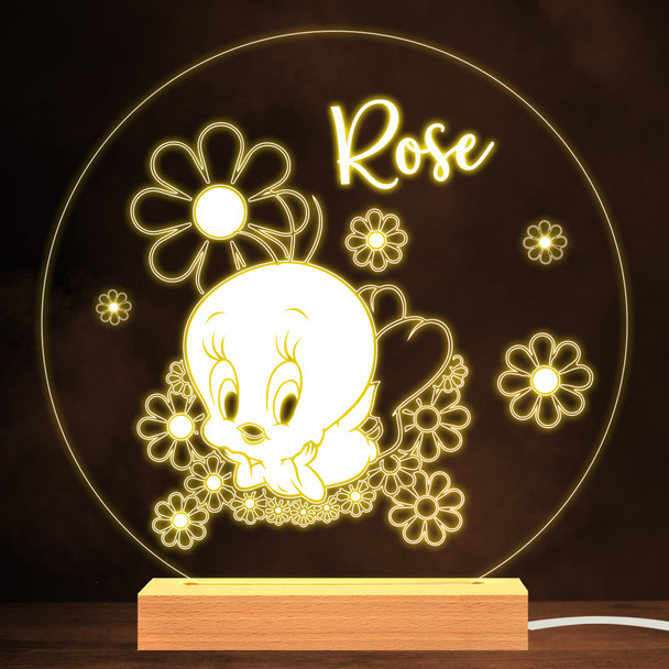 Looney Tunes Tweety Flowers Kids Personalised Gift Warm White Night Light