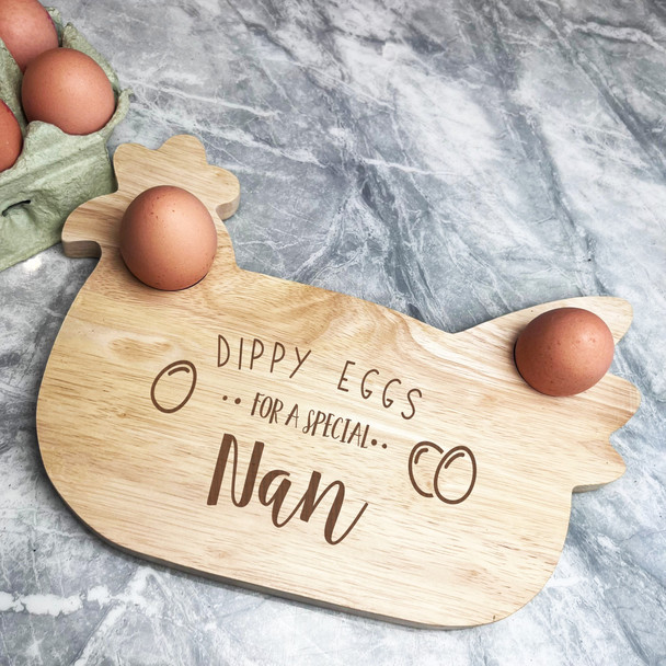 Nan Dippy Eggs Chicken Personalised Gift Breakfast Serving Board