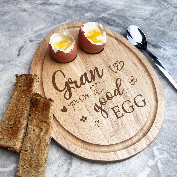 Boiled Eggs & Toast Gran Good Egg Personalised Gift Breakfast Serving Board