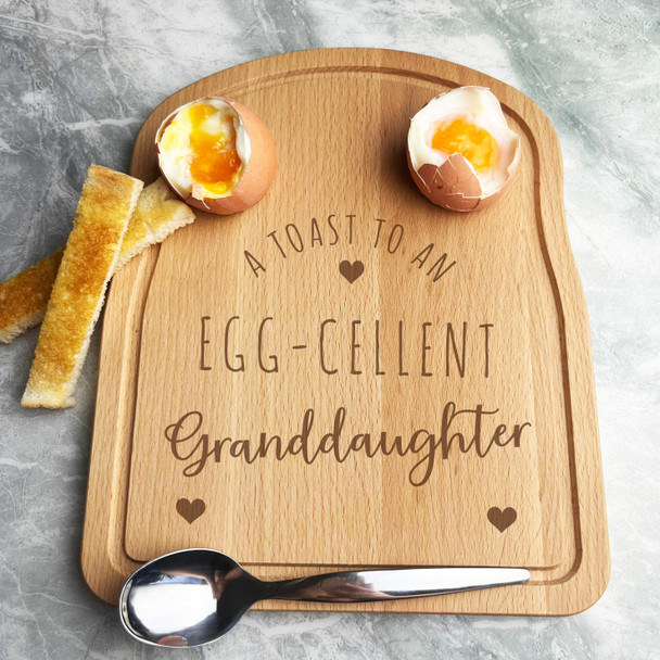 Boiled Eggs & Toast Granddaughter Personalised Gift Breakfast Serving Board