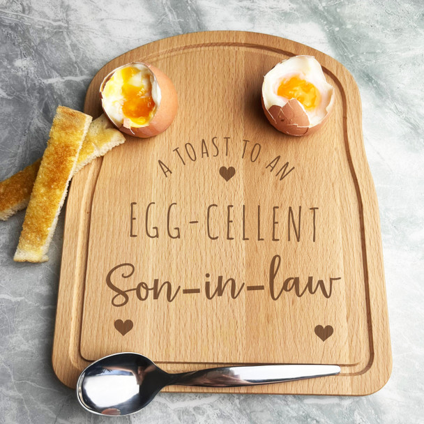 Boiled Eggs & Toast Son-in-law Personalised Gift Breakfast Serving Board