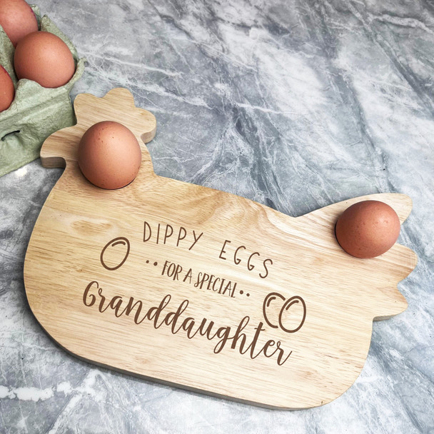 Granddaughter Dippy Eggs Chicken Personalised Gift Breakfast Serving Board