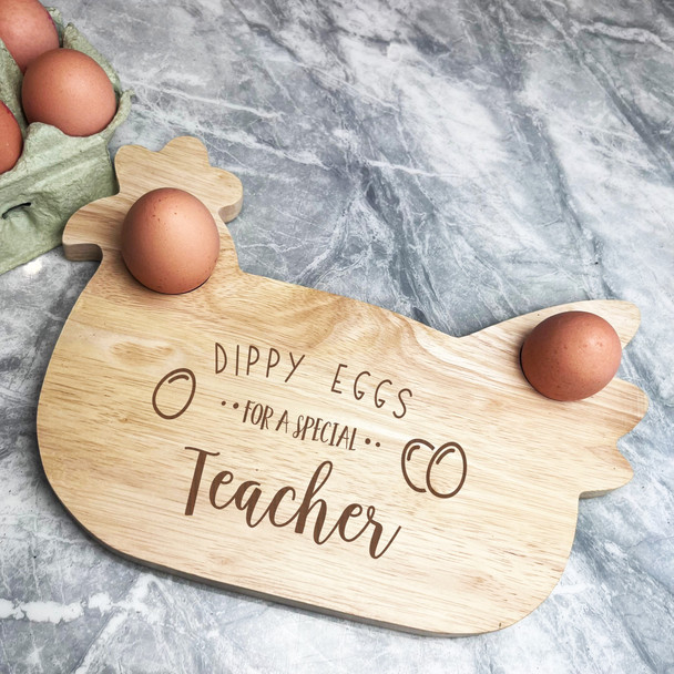 Teacher Dippy Eggs Chicken Personalised Gift Breakfast Serving Board