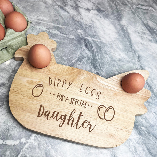 Daughter Dippy Eggs Chicken Personalised Gift Breakfast Serving Board