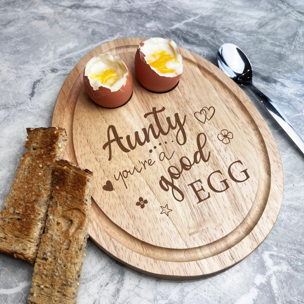 Boiled Eggs & Toast Aunty Good Egg Personalised Gift Breakfast Serving Board