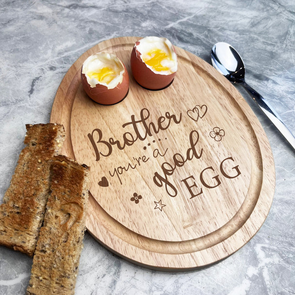 Boiled Eggs & Toast Brother Good Egg Personalised Gift Breakfast Serving Board