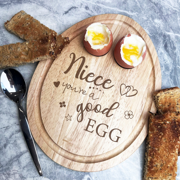 Boiled Eggs & Toast Niece Good Egg Personalised Gift Breakfast Serving Board